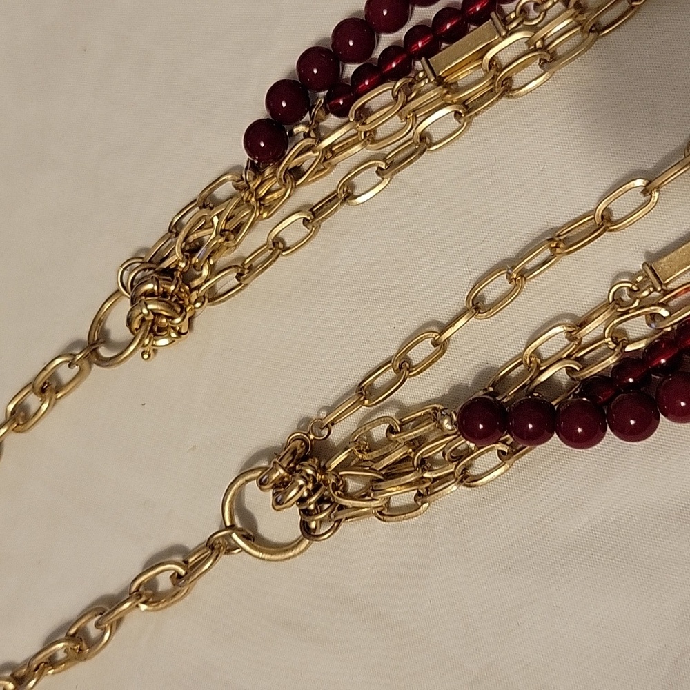 Premier Designs Jewelry 42" burgundy and gold detachable chains - Picture 4 of 8